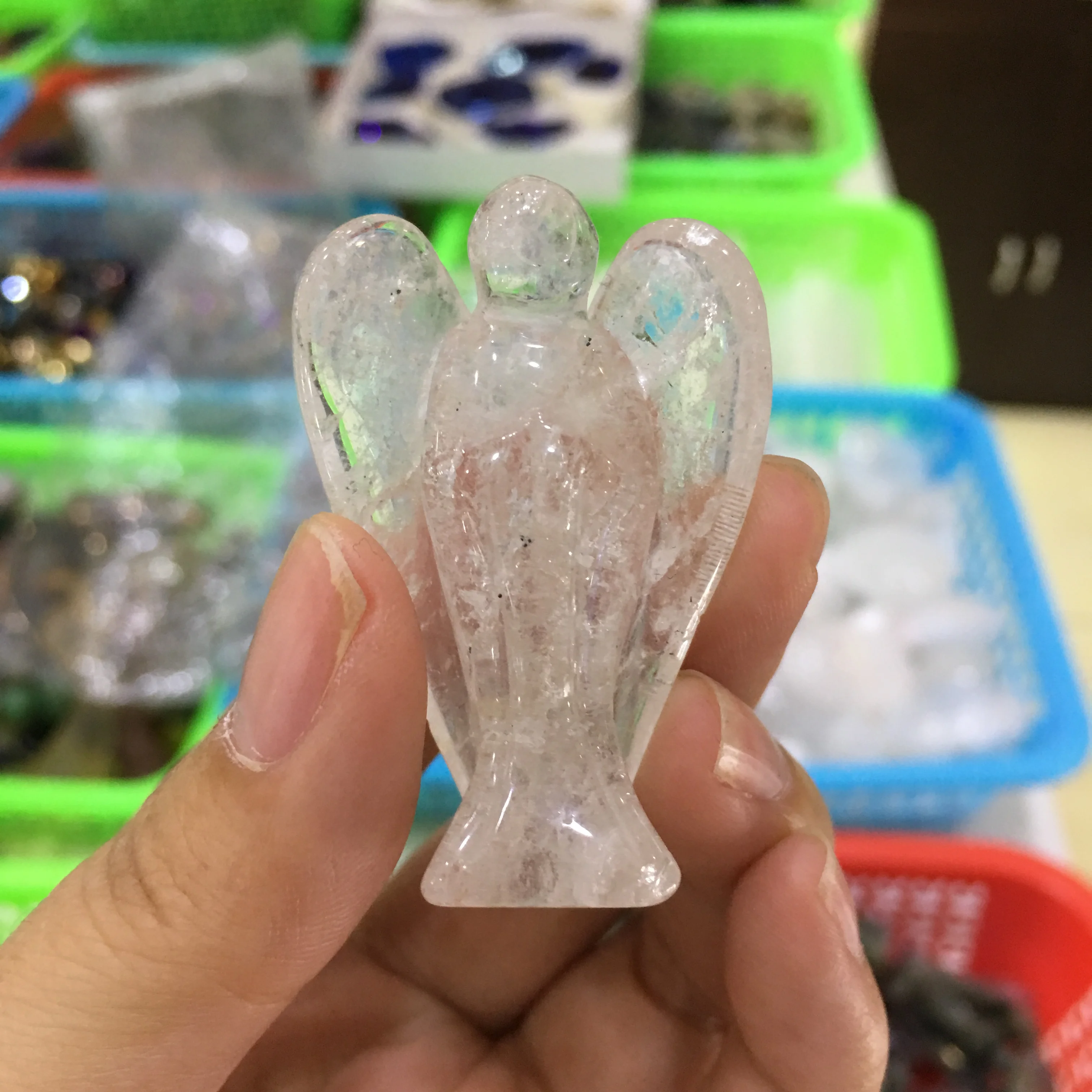 Angel Shape white Crystal Stone Healing Reiki Energy Gemstone Pendant Craft Gift | Дом и сад