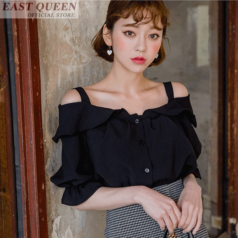 

cold shoulder tops black elegant tops for women AA3565
