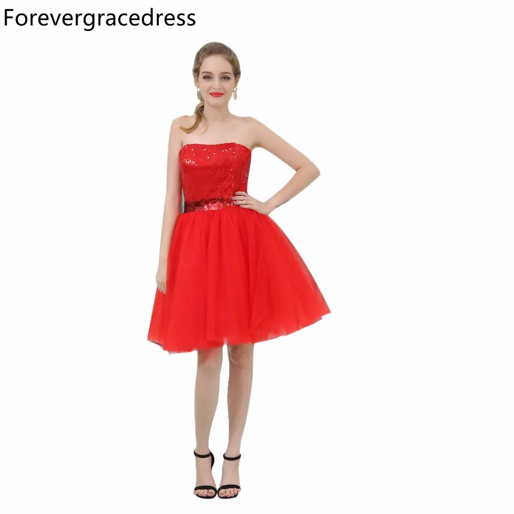 Forevergracedress реальное изображение красное коктейльное платье с блестками Новая