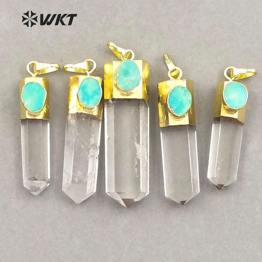 Оптовая продажа женское ожерелье с подвесками из натурального кварца зеленым