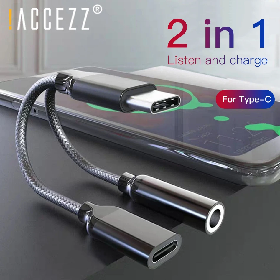 

!ACCEZZ USB Type C to 3.5mm Jack Earphone Adapter For Xiaomi Mi9 8 Mix2S Huawei P40 OPPO Charging Calling Music USBC Audio Cable