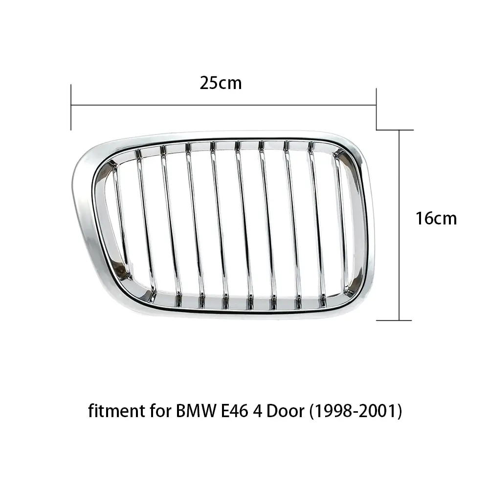 Решетки передние хромированные Серебристые для BMW E46 4 Door 98 01 1 пара|Гоночные