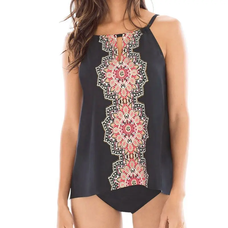 black floral Ретро Синий принт женский купальник юбка цельный ruched животик контроль Купальник Шорты Плюс Размер Монокини Купальный костюм платье - Цвет: black floral