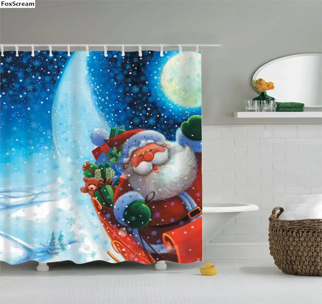 

2019 christmas shower curtain bathroom curtain 3d shower curtains flower snowflake christmas art shower curtain waterproof