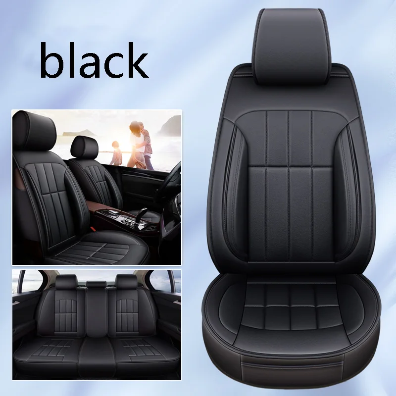 black Высокое качество кожаные автомобильные чехлы для сидений автомобиля Подушка интерьерные аксессуары для citroen berlingo c elysee c2 c3 c4 picasso pallas c4l - Название цвета: black