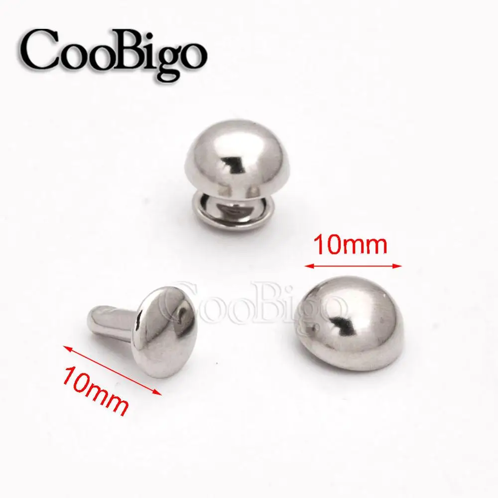 10mm Silver 100 наборов гриб двойная заклепка 4 мм~ 10 мм круглый шип для панк-рок Кожа ремесло одежда DIY Швейные аксессуары - Цвет: 10mm Silver
