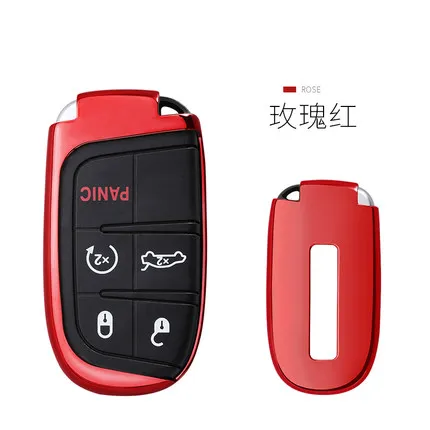 red Мягкие TPU чехол Key автомобилей брелок для Jeep Grand Cherokee Chrysler 300C Renegade Патриот Fiat Freemont - Название цвета: red