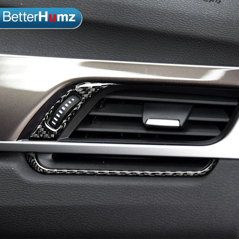 

BetterHumz car interior Carbon Fiber Middle Air Conditioner Vent Outlet Frame car stickers For BMW F48 X1 2016-2018 Car Styling