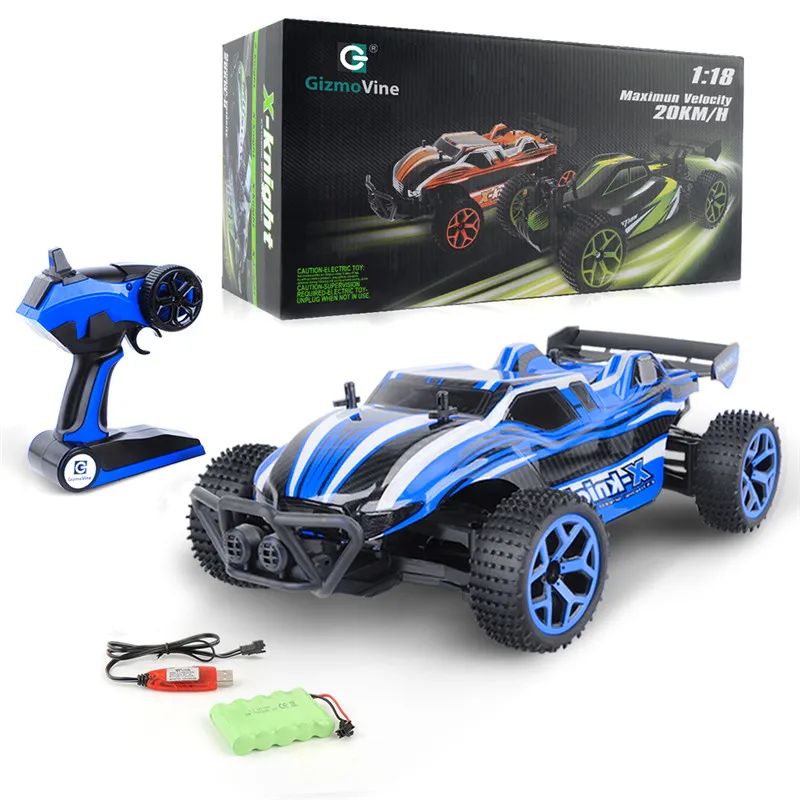 Синий 1/18 Радиоуправляемая машина 4WD 2,4G с двойным приводом, багги, модель внедорожника, автомобиль с дистанционным управлением для детей - Цвет: Синий