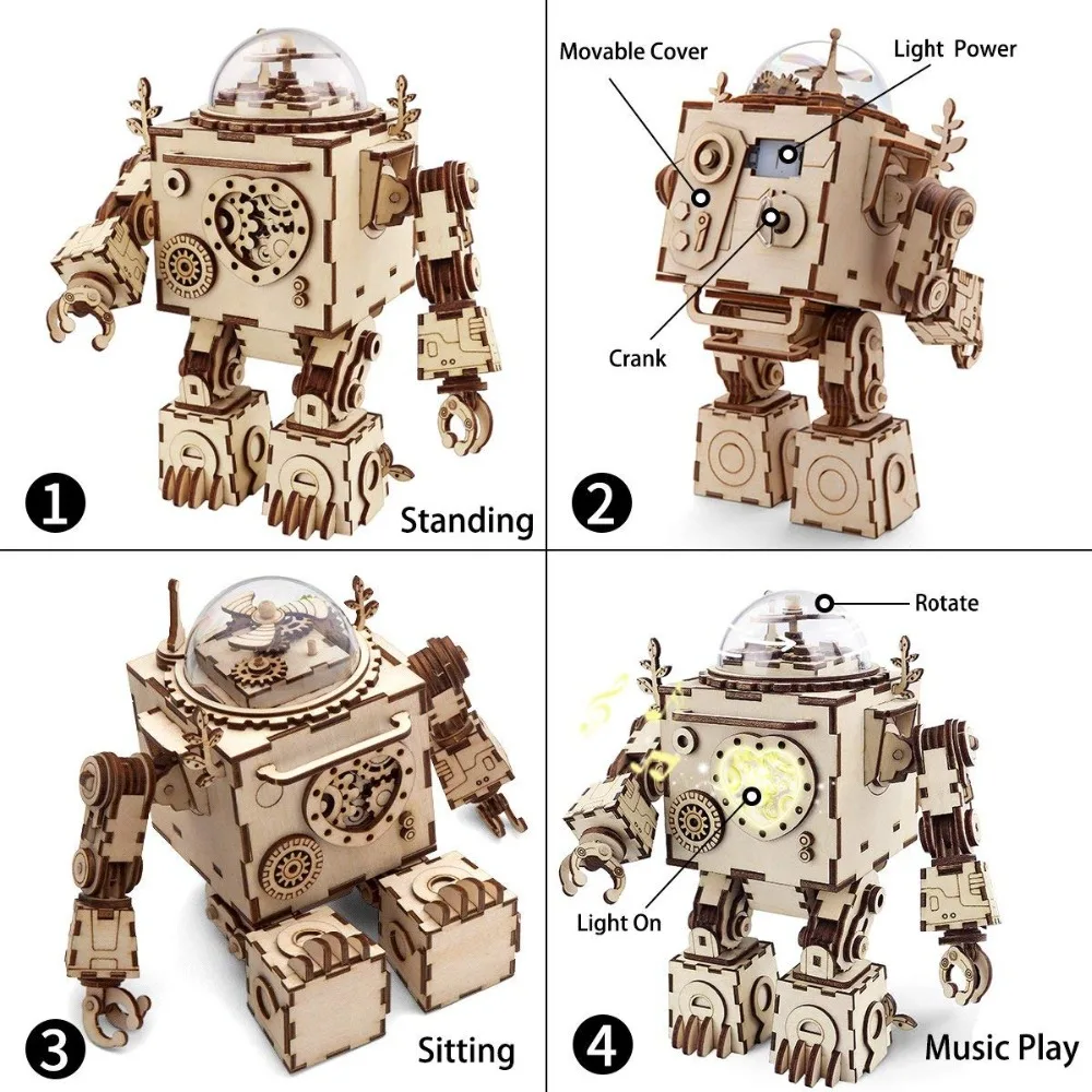 Новый креативный 3D стимпанк робот Robotime деревянная головоломка игра в сборке