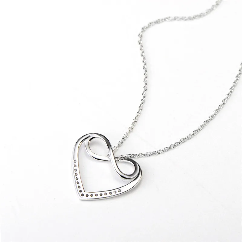 BESTLYBUY 100 Real 925 Sterling Silver nfinity Heart Pendant Necklace for Women Fashion jewelry Gift With Chain Free Shipping | Украшения и