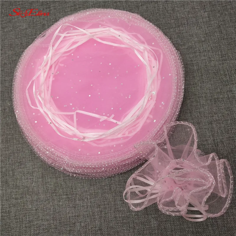 pink 10 шт./партия) круглые подарочные сумки из органзы 26-35 см. Упаковка ювелирных изделий, круглые мешочки из органзы, свадебные подарочные сумки, сумки для саше - Цвет: pink