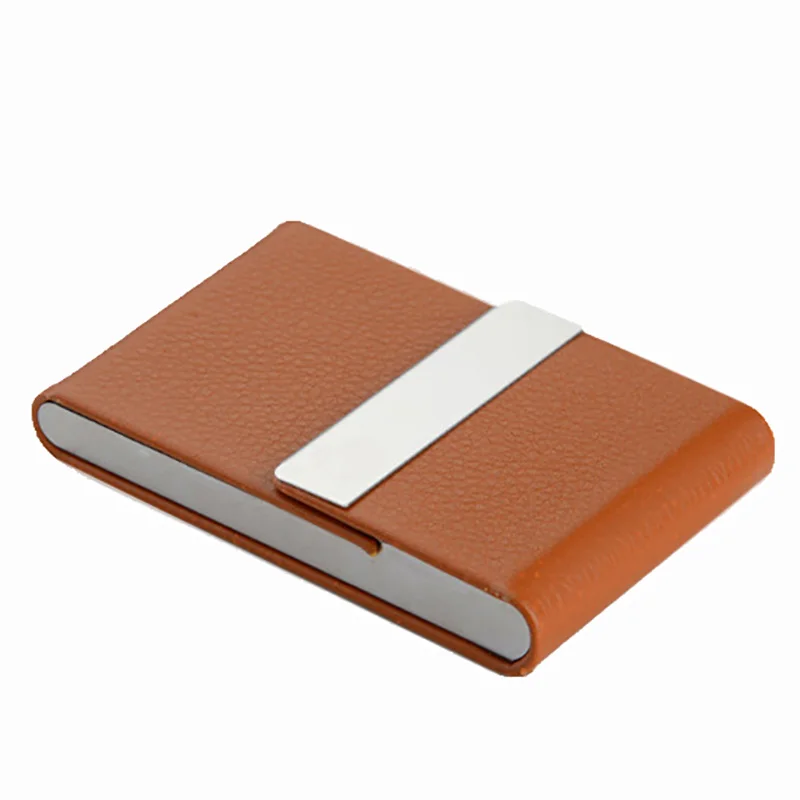 

Large Capacity Vertical Business Card Case PU Leather Magnetic Card ID holder Custom Name Company logo