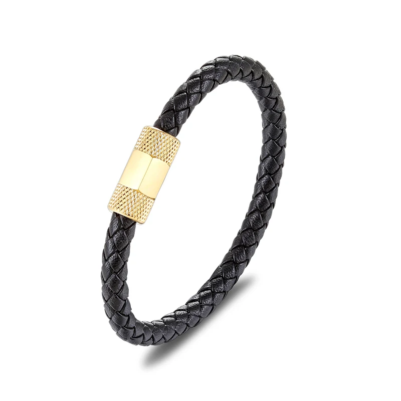 Janeyacy Hot Stainless Steel Bracelet Fashion Black Ladies Leather Manual Magnetic Buckle Mens Puleseras | Украшения и аксессуары