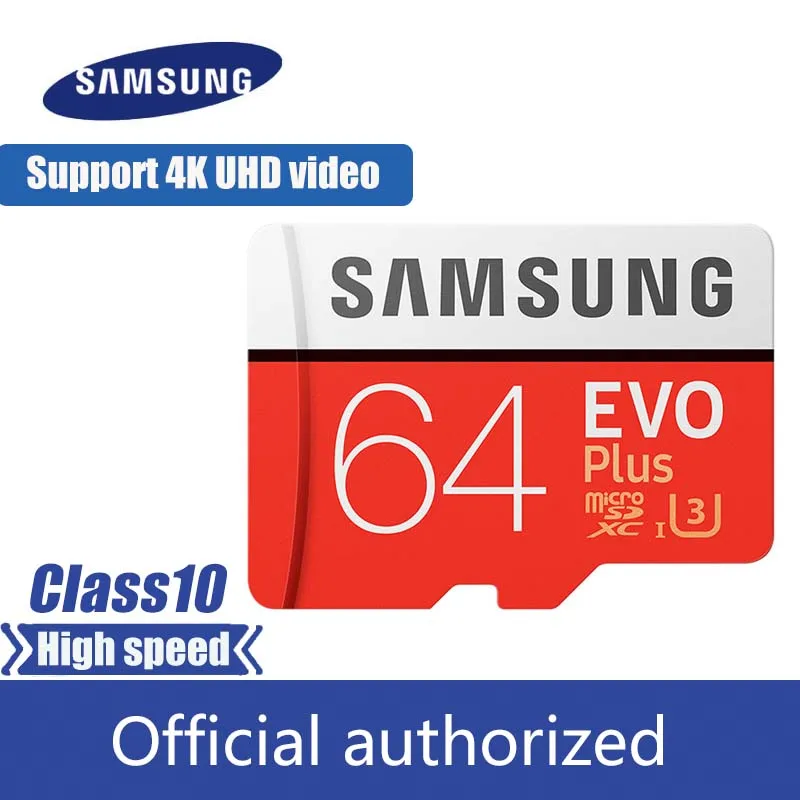 SAMSUNG карта памяти Micro SD card 64 Гб u3 карты памяти EVO Plus 64 Гб Class10 TF карты C10 80 МБ/с. MICROSDXC UHS-1