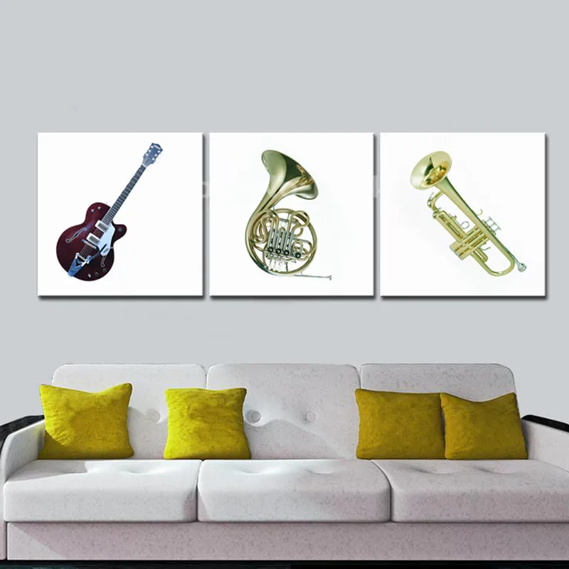 3 Pcs Modern Music Instrument Pictures Print On Canvas Still Life Spray Printings Wall Art Home Decor Unframed | Дом и сад