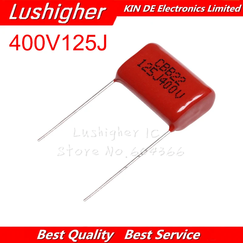 10 шт. 400V125J 1 мкФ CBB шаг 20 мм 400V 125J 125 1,2 мкФ CBB 125J400V полипропиленовый пленочный конденсатор с алюминиевой крышкой