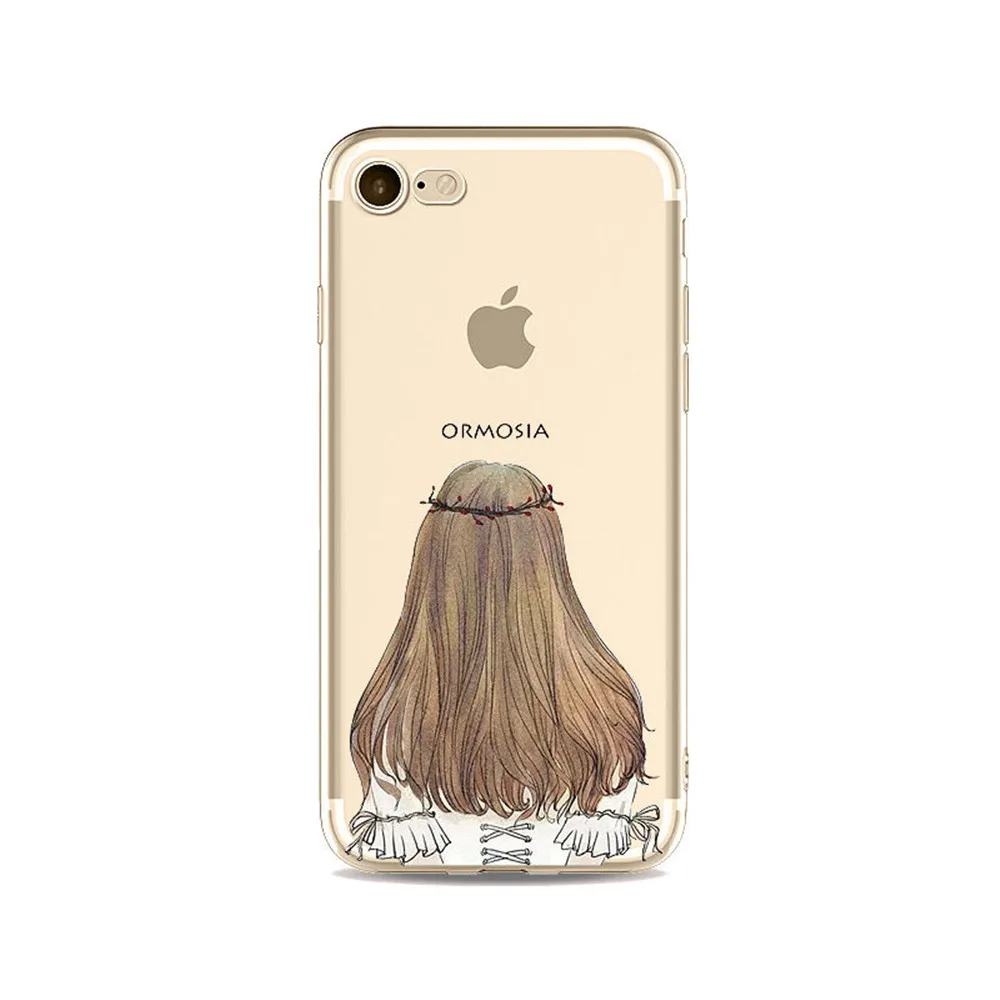 Vaki Для Apple iPhone 6 s 7 Плюс Дело Окрашенные Красивая девушка Мягкий силиконовые ТПУ