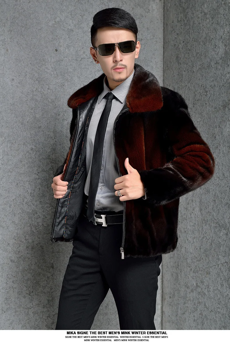 Winter Men Faux Mink Fur Hooded Artificial Fur Coats Male zipper Fur Outerwear Plus Size Fur Jacket HN217