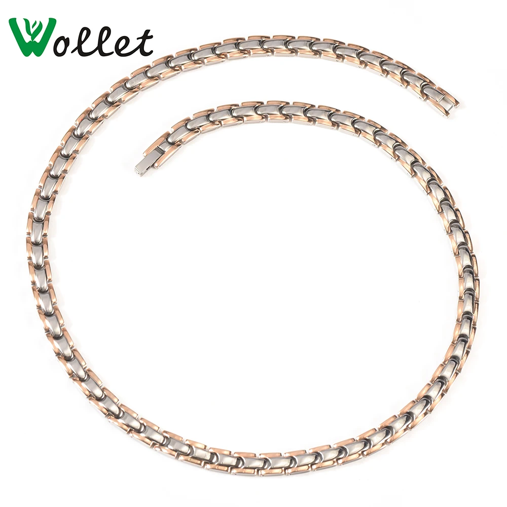 Wollet Jewelry Pure Titanium Magnetic Necklace Women Rose Gold Color Health Care Healing Energy Magnet Copper | Украшения и