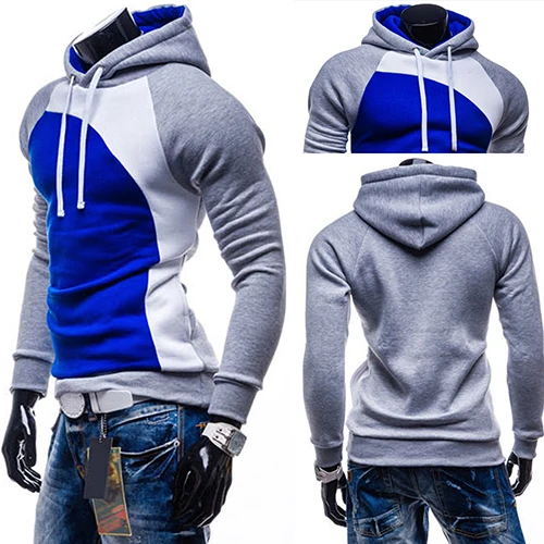 Для мужчин весна теплая толстовка внутренней Slim Fit Сращивание Цвет строка