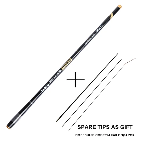 Черный Goture GOLDLITE 2/8 power углеродное волокно Телескопическая Удочка 3,6-7,2 м Tenkara Stream Rod ручная удочка для Пресноводной ловли карпа - Цвет: Черный