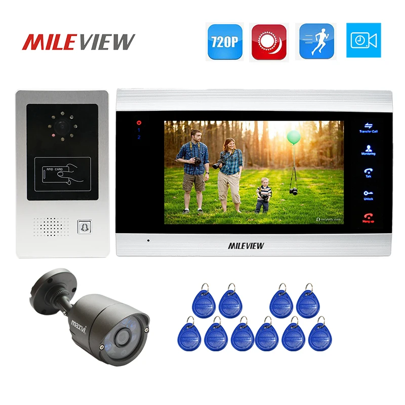 Бесплатная доставка 1.0mp 720 P AHD 7 &quotЭкран телефон видео домофон запись Мониторы RFID