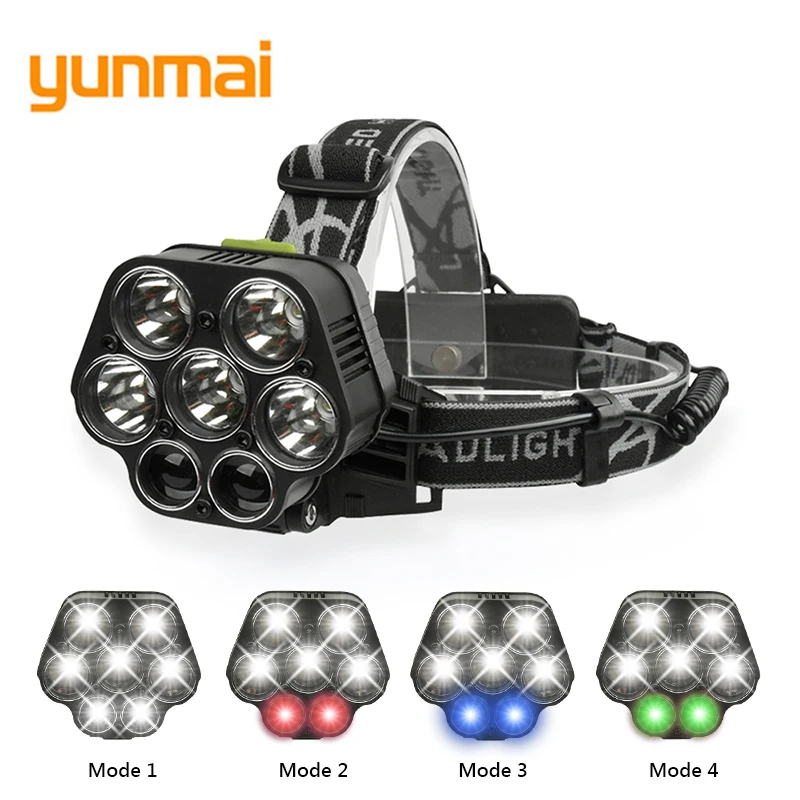 Yunmai 7 светодиодный налобный фонарь Новый xml t6 usb фара 18650 перезаряжаемая батарея
