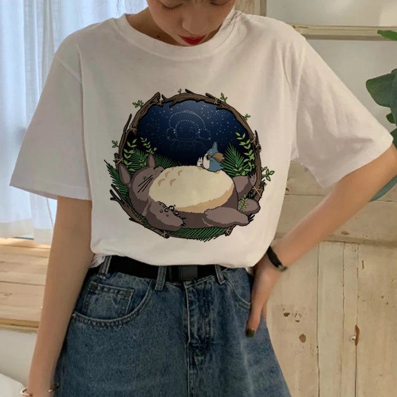 Милая футболка Totoro Studio Ghibli, Женская Футболка Harajuku Ullzang, модная футболка в стиле аниме 90 s, футболки с забавными рисунками, женские футболки - Цвет: 4272