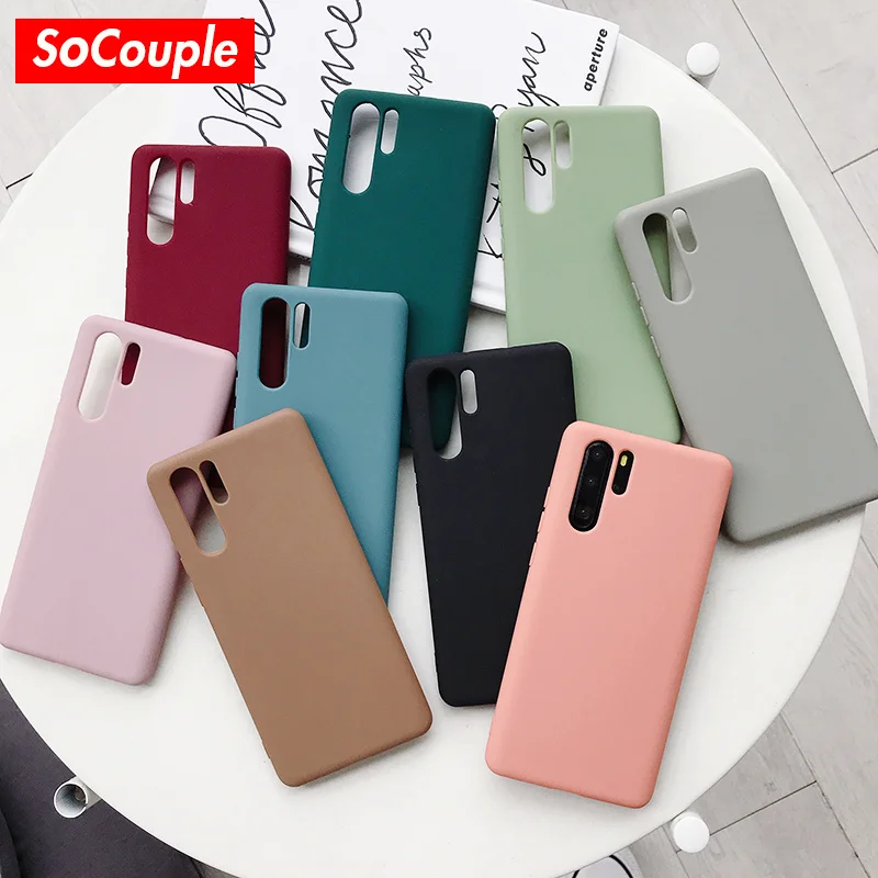 SoCouple Мягкий ТПУ чехол для телефона для huawei P20 P30 Pro P10 плюс Коврики 20 10 30 Pro Honor 10 10i 20 8X 9X Nova 3 3i Карамельный цвет чехол