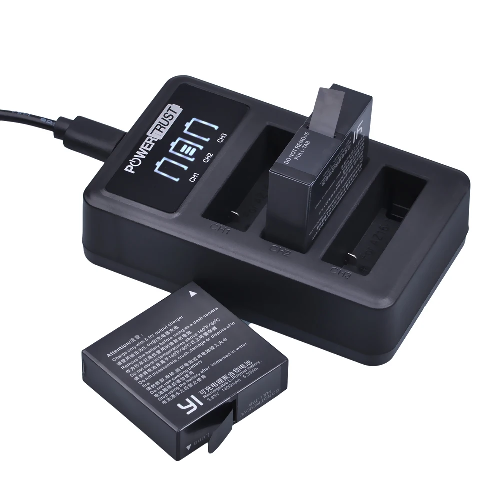 2 шт. 1400 мАч AZ16-1 батарея для оригинального Xiaomi YI lite 4K + LED USB 3 слота зарядное