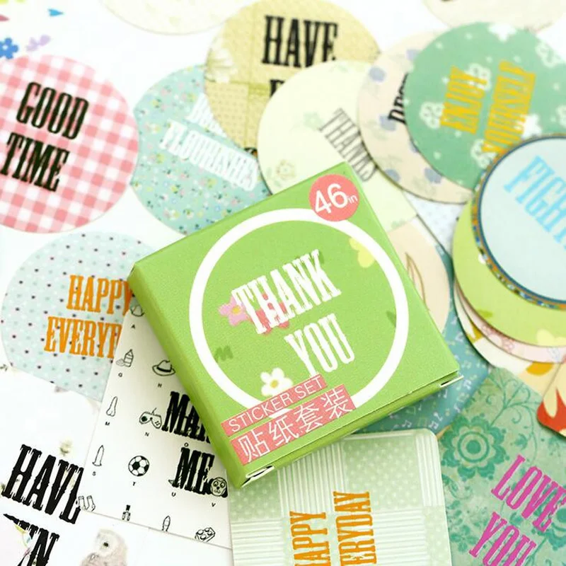 

46 pcs /Pack Thank You Wishing Mini Adhesive Stickers Stick Label Decoration Stickers Z43