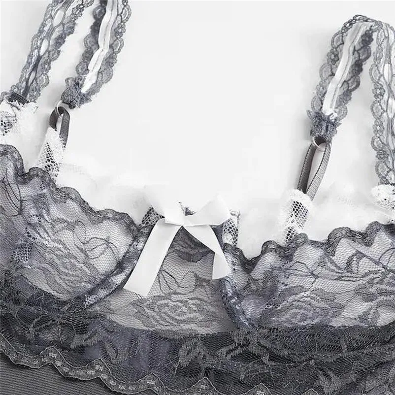 Женский сексуальный цветочный кружевной комплект с бантом нижнее белье ночная