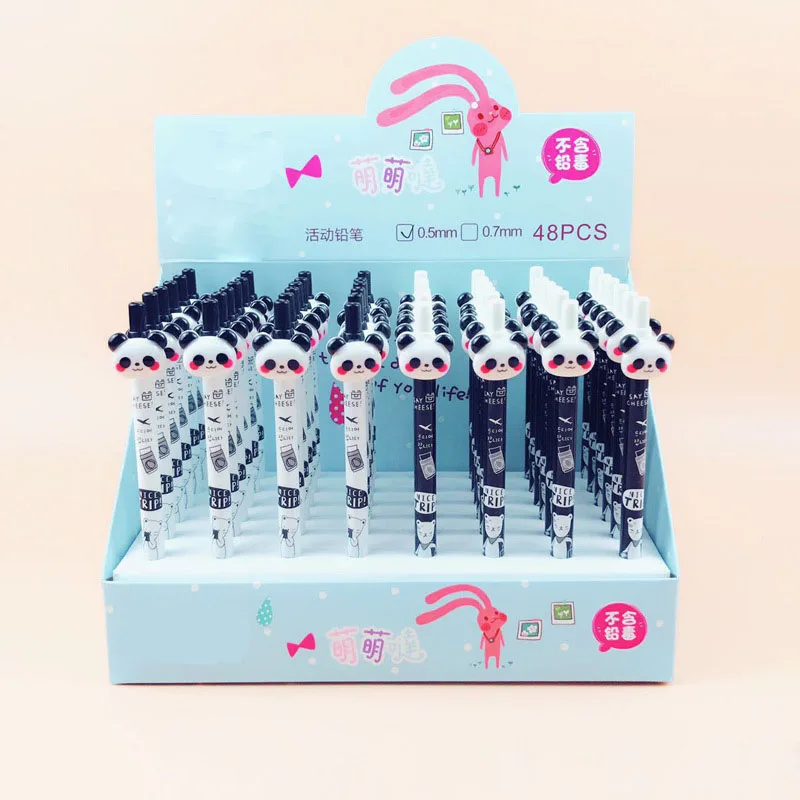 5 шт Случайные 0 мм мультфильм пресс механический карандаш + Kawaii панда головы