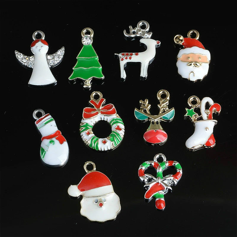 10 шт. Санта Клаус оленем новогоднее металлического сплава для рождественой елки