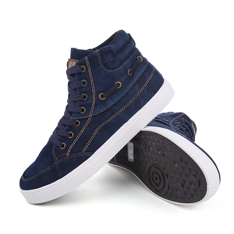 New 2020 Hot Men Casual Canvas Shoes Spring Autumn Fashion Lace-Up Flats Boots Man High Top Lace Decoration Breathable | Обувь