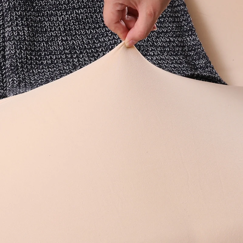 Beige Solid Color Stretch Sofa Cover No Handrails High Elastic Couch Slipcovers Cheap Bed Covers For Livingroom | Дом и сад