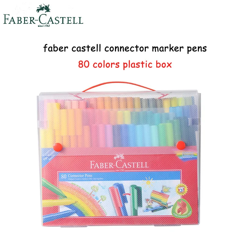 Faber Castell волокна кисти фломастеры разъем Цветной живопись Эскиз-премиальные товары для рукоделия для детей, набор из 10 20 30 40 80 - Цвет: 80 color plastic box