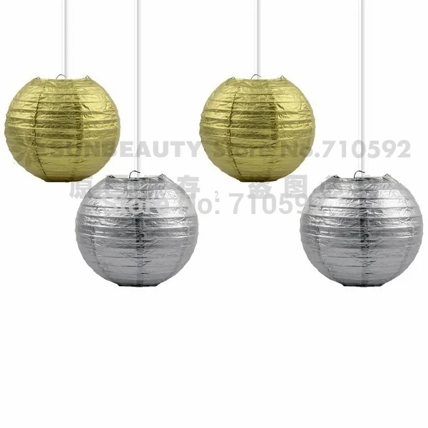 

1pc 20cm Unique Gold/Silver Metallic Paper Lanterns for Wedding Birthday Party Home Yard Garden Fiesta Hanging Decor
