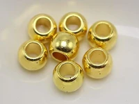 200 gold tone metallic acrylic round pony beads 8x6mm big hole spacer