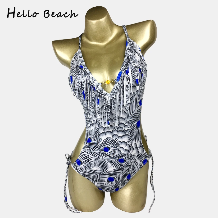HELLO BEACH 2018 новый купальник женский монокини с бахромой Женская одежда для купания