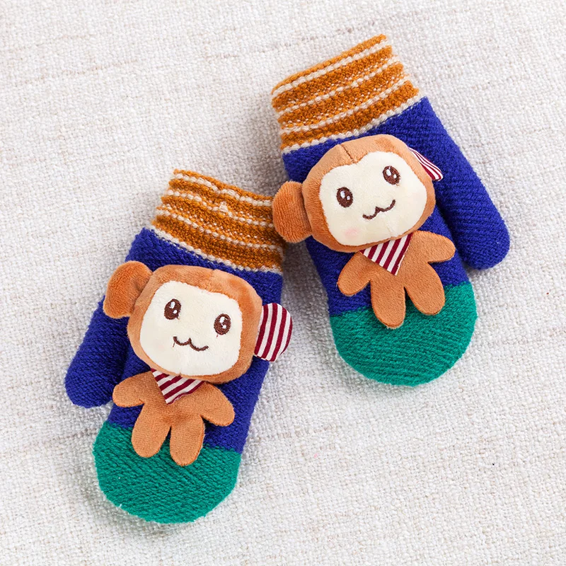 REALBY/зимние перчатки Детские теплые ярких цветов с милой обезьянкой костюм