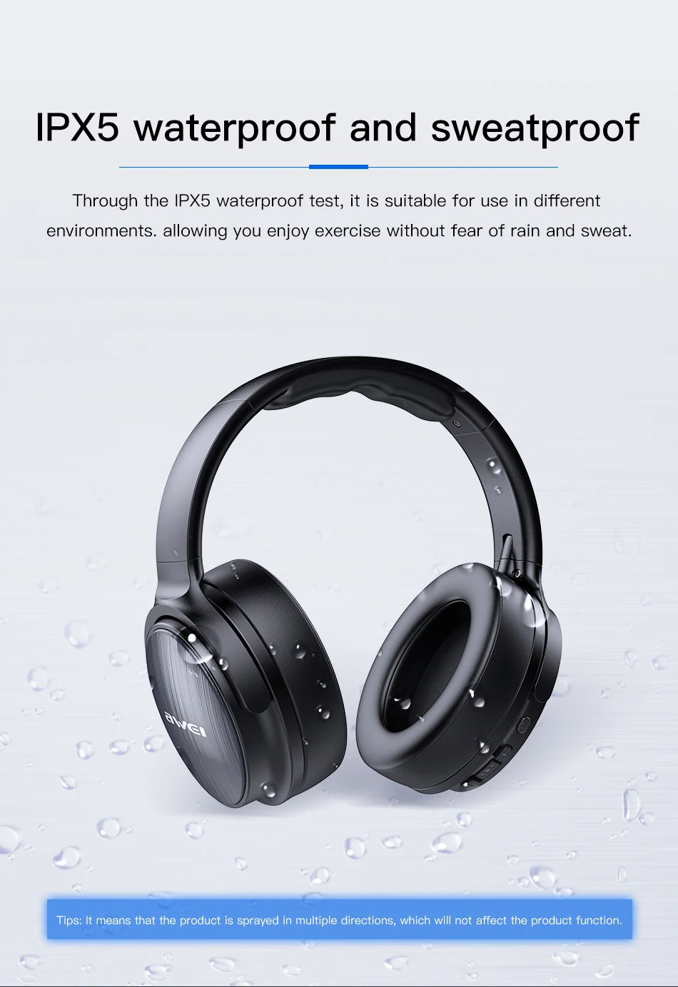 AWEI A780BL, водонепроницаемые беспроводные наушники, Спортивные Bluetooth наушники, 5,0, стерео игровая Bluetooth гарнитура с микрофоном, поддержка TF карты