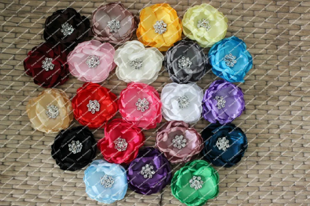 Романтическая атласная тканевый цветок для волос с выгоревшими краями оборками