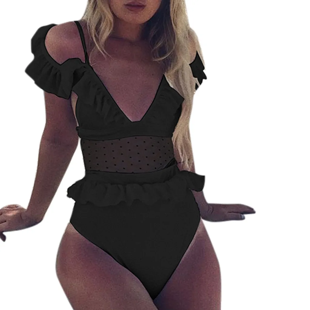 CHAMSGEND Women Sexy One Piece Swim Suits 2019 Summer Ruffles Bikini Push-Up Pad Swimwear Bathing Swimsuit Beachwear Ja8 |
