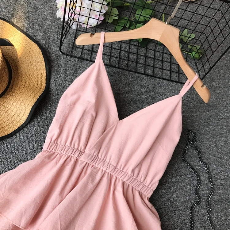 Женское платье с оборками ALPHALMODA однотонное V-образным вырезом и высокой талией