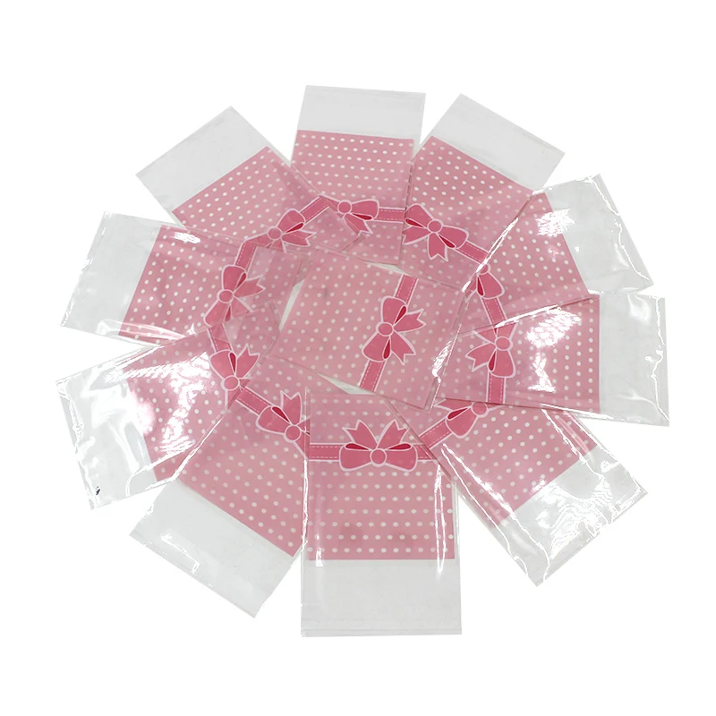 100 шт./лот упаковка для печенья с мультяшным бантом прозрачные пластиковые пакеты