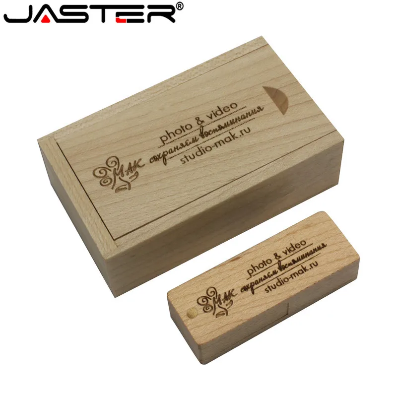 JASTER Натуральные Деревянные usb + коробка USB флэш накопитель bamboo pendrive 4G 8GB 16GB 32GB