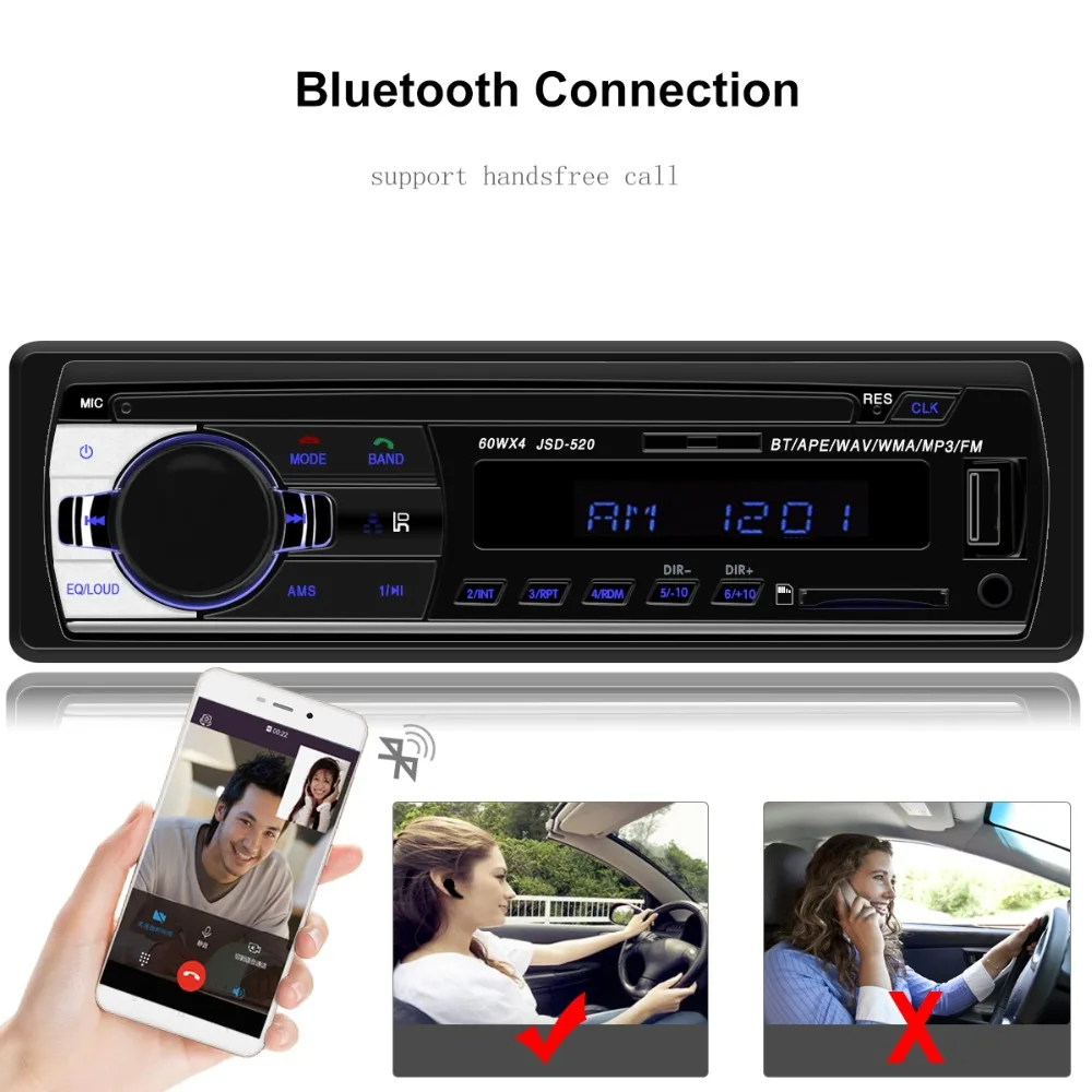 Автомагнитола 1 din 12 в Bluetooth V2.0 автомобильный аудио стерео In-dash 1 Din FM Aux вход приемник SD USB MP3 MMC WMA Автомагнитола
