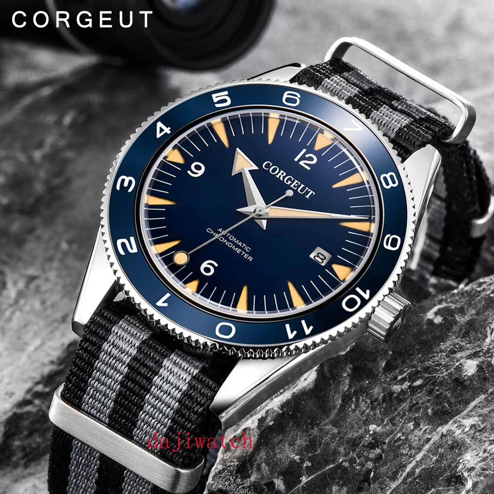 Corgeut41mm люксовый бренд Seepferdchen военные механические часы мужские автоматические спортивные дизайнерские часы кожаные механические наручные часы